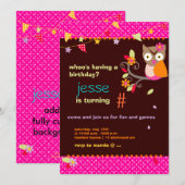 Hot-roze/Oranje ovale/DIY-kleur... Birthday Party Kaart (Voorkant / Achterkant)