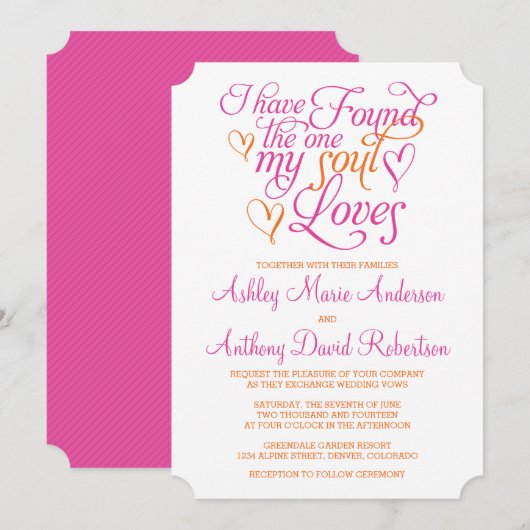 Hot-roze Oranje soep houdt van harthuwelijk Kaart (Voorkant / Achterkant)