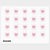 Hot-roze Oranje Waterverf Floral Heart Label (Vel)