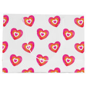 Hot-roze Oranje Waterverf Heart Patroon Groot Cadeauzakje (Achterkant)