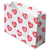 Hot-roze Oranje Waterverf Heart Patroon Groot Cadeauzakje (Achterkant Gekanteld)