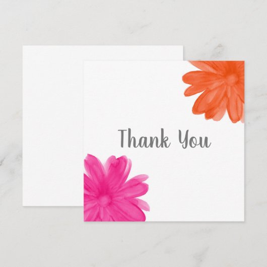 Hot-roze Oranje Waterverf ventilator Bedankkaart (Voorkant / Achterkant)