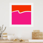 Hot-roze Oranje wit kleurenblok Poster (Keuken)