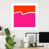 Hot-roze Oranje wit kleurenblok Poster (Thuiskantoor)