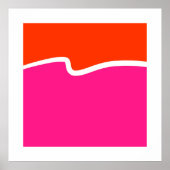 Hot-roze Oranje wit kleurenblok Poster (Voorkant)