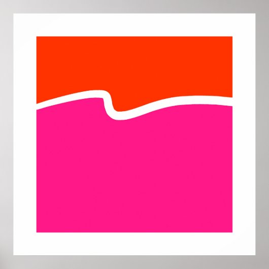 Hot-roze Oranje wit kleurenblok Poster (Voorkant)