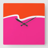 Hot-roze Oranje wit kleurenblok Vierkante Klok (Voorkant)