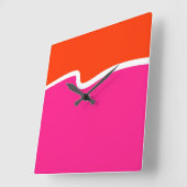 Hot-roze Oranje wit kleurenblok Vierkante Klok (Hoek)