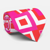 Hot-roze Oranje wit kleurenblokpatroon Stropdas (Opgerold)