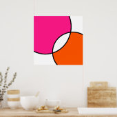 Hot-roze Oranje witte cirkels Poster (Keuken)