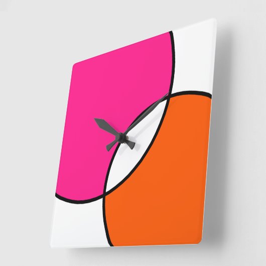 Hot-roze Oranje witte cirkels Vierkante Klok (Hoek)