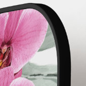 Hot-roze orchideeën op Monstera Leaf met naam Pickleball Paddle (Links Detail)