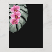 Hot-roze orchideeën op Monstera Tropische gegevens Informatiekaartje (Achterkant)