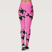 Hot roze orka killer walvis patroon leggings (Achterkant)