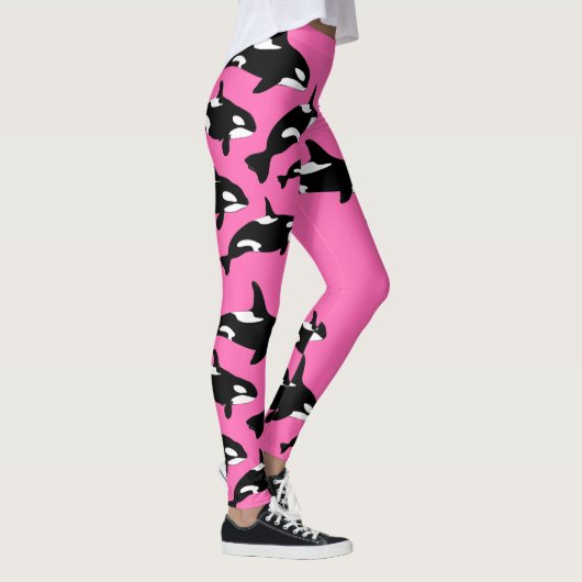 Hot roze orka killer walvis patroon leggings (Rechts)