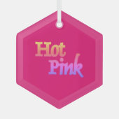 Hot-roze ornament met glashexagon (Voorkant)