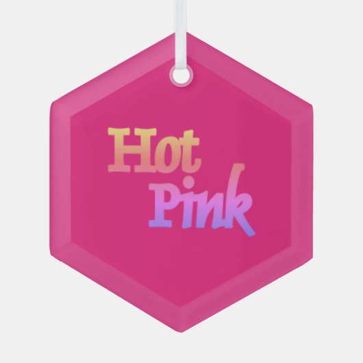 Hot-roze ornament met glashexagon (Voorkant)
