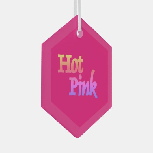 Hot-roze ornament met glashexagon (Voorkant Rechts)