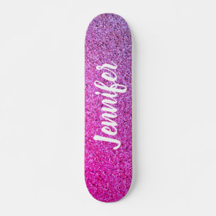 Hot-roze Paars Ombre Faux Glitter op persoonlijke Persoonlijk Skateboard
