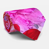 Hot Roze Paarse Abstracte Bloemen Dahlia Patroon Stropdas (Opgerold)