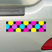 Hot-roze Paarse Blauwgroen gele vierkantjes Hexago Bumpersticker (Op auto)