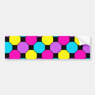 Hot-roze Paarse Blauwgroen gele vierkantjes Hexago Bumpersticker