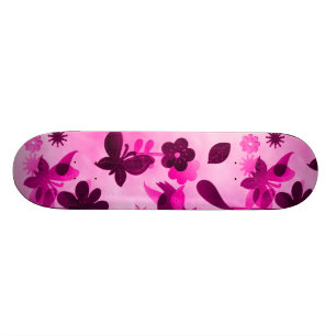 Hot-Roze paarse bloemen vlinders vlinderbloemflesj Persoonlijk Skateboard