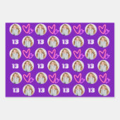 Hot-Roze Paarse Cirkel Fotohartslag Birthday Inpakpapier Vel (Voorkant 3)