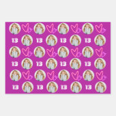 Hot-Roze Paarse Cirkel Fotohartslag Birthday Inpakpapier Vel (Voorkant 2)