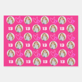 Hot-Roze Paarse Cirkel Fotohartslag Birthday Inpakpapier Vel (Voorkant)