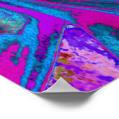 Hot-roze, Paarse en blauwe Abstracte retro Twirl Poster (Hoek)
