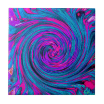 Hot-roze, Paarse en blauwe Abstracte retro Twirl