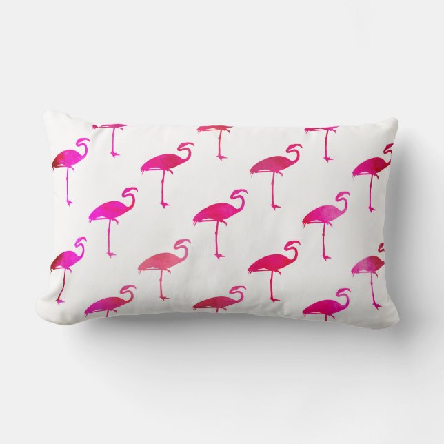Hot-roze Paarse Flamingo Waterverf Kussen (Voorkant)
