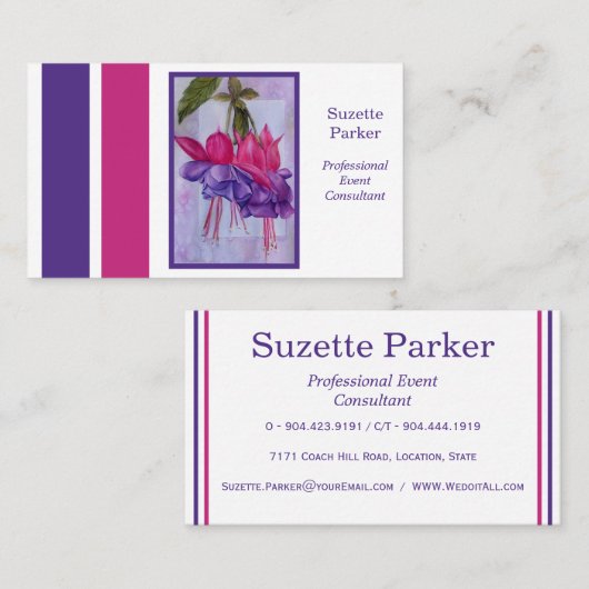 Hot-roze Paarse Fuchsia Flower Event Planner Visitekaartje (Voorkant / Achterkant)