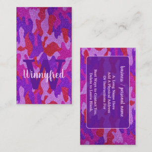 Hot Roze Paarse Glitter Camouflage Camo Outdoor Visitekaartje