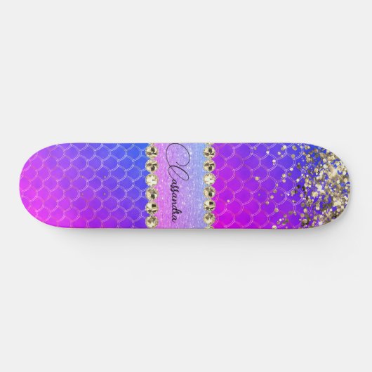 Hot-roze Paarse glittery Bling Skateboard (Horizontaal)