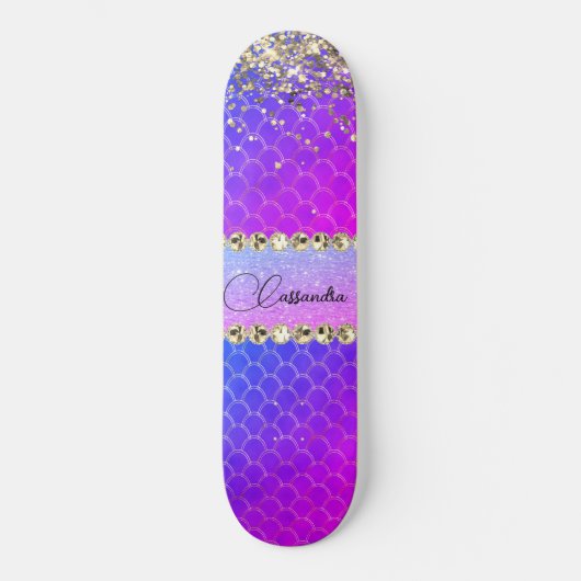 Hot-roze Paarse glittery Bling Skateboard (Voorkant)