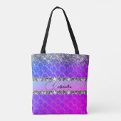 Hot-roze Paarse Glittery Diamond Bling Canvas tas (Achterkant)