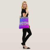 Hot-roze Paarse Glittery Diamond Bling Canvas tas (Op model)