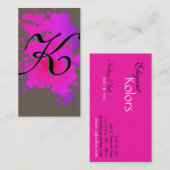 Hot Roze Paarse Inkt Paint Splash Visitekaartje (Voorkant / Achterkant)