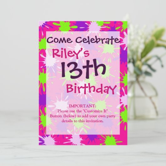 Hot-roze Paarse kalksplotch met groene schilfering Kaart (Staand voorkant)