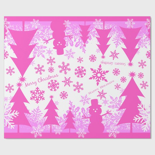 Hot-Roze Paarse kerstwinterverdringerpapier Cadeaupapier (Vlak)