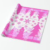 Hot-Roze Paarse kerstwinterverdringerpapier Cadeaupapier (Uitgerold)