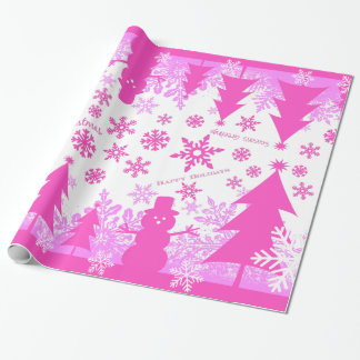 Hot-Roze Paarse kerstwinterverdringerpapier Cadeaupapier