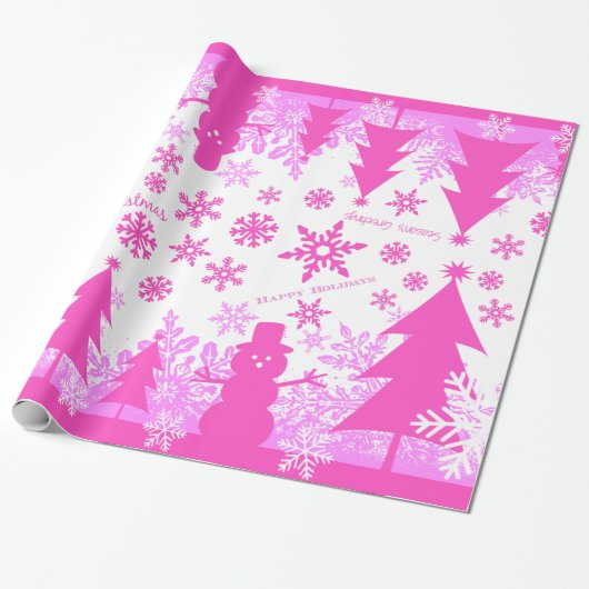 Hot-Roze Paarse kerstwinterverdringerpapier Cadeaupapier (Uitgerold)