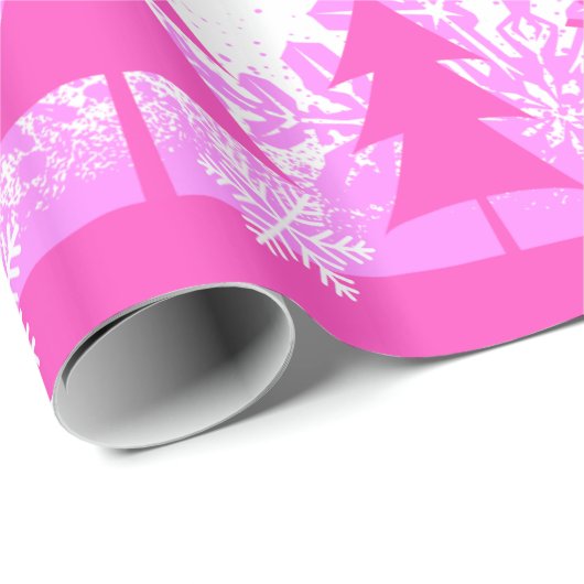 Hot-Roze Paarse kerstwinterverdringerpapier Cadeaupapier (Rol Hoek)