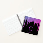 Hot-Roze Paarse spaarpjes Glitter Drivers Monogram Notitieboek (Binnen)