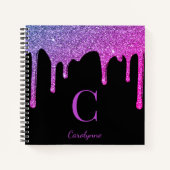 Hot-Roze Paarse spaarpjes Glitter Drivers Monogram Notitieboek (Voorkant)