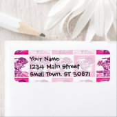 Hot-Roze Paarse ventilator Bouquet in Vase Pop Art Etiket (Insitu)