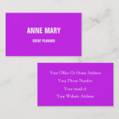 Hot-Roze Paarse White Wedding Event Planner - Aang Visitekaartje (Voorkant / Achterkant)